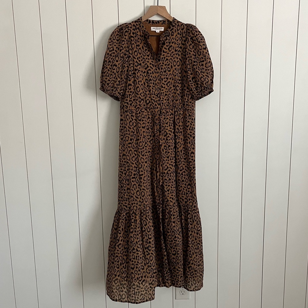 Emerson Fry Leopard-Print Midi Dress in Tan and Black - Picture 11 of 13